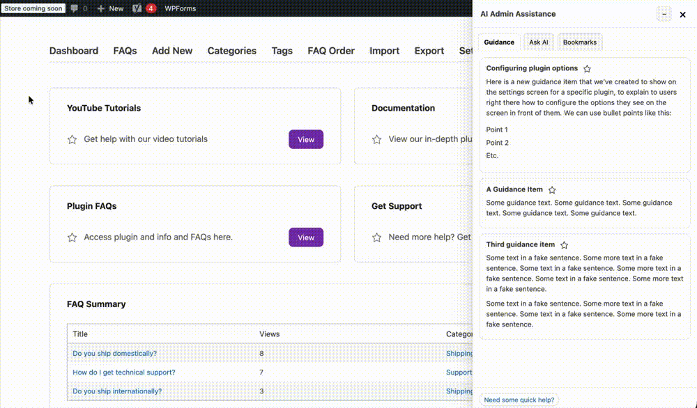 Gif of ask AI tab in panel.