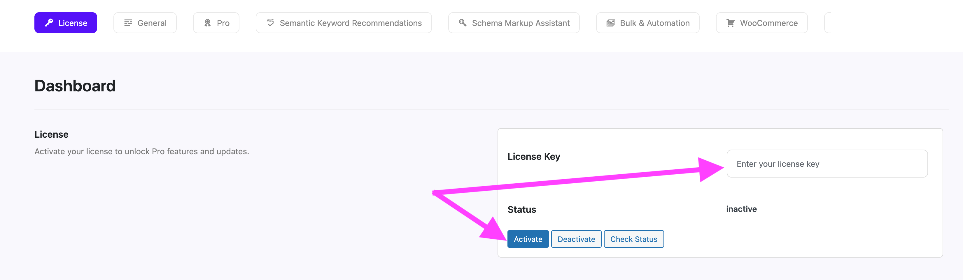 Screenshot of the enter key field
