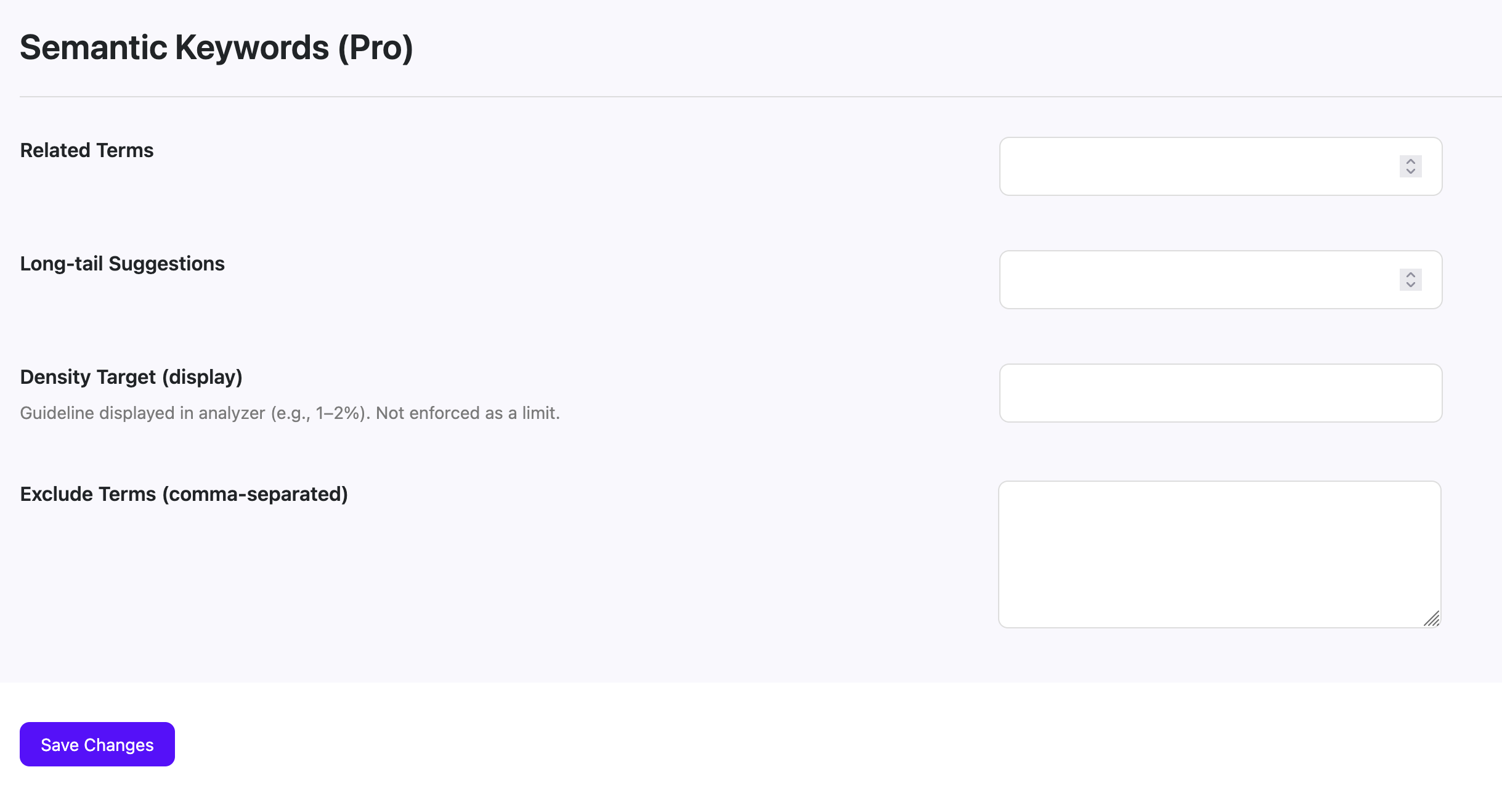 Screenshot of the analytics settings page